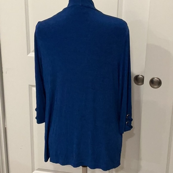 Chico's Travelers Women's Cobalt Blue Jacket Shrug 3/4 Sleeve Slinky Size LG/2 - Picture 4 of 9